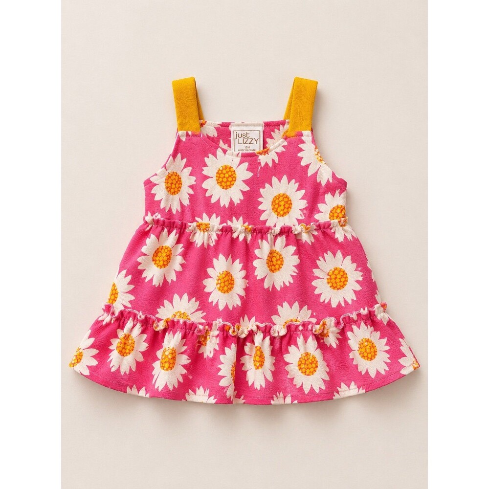 Just Lizzy 12M Pink Daisy Summer Ruffle Dress